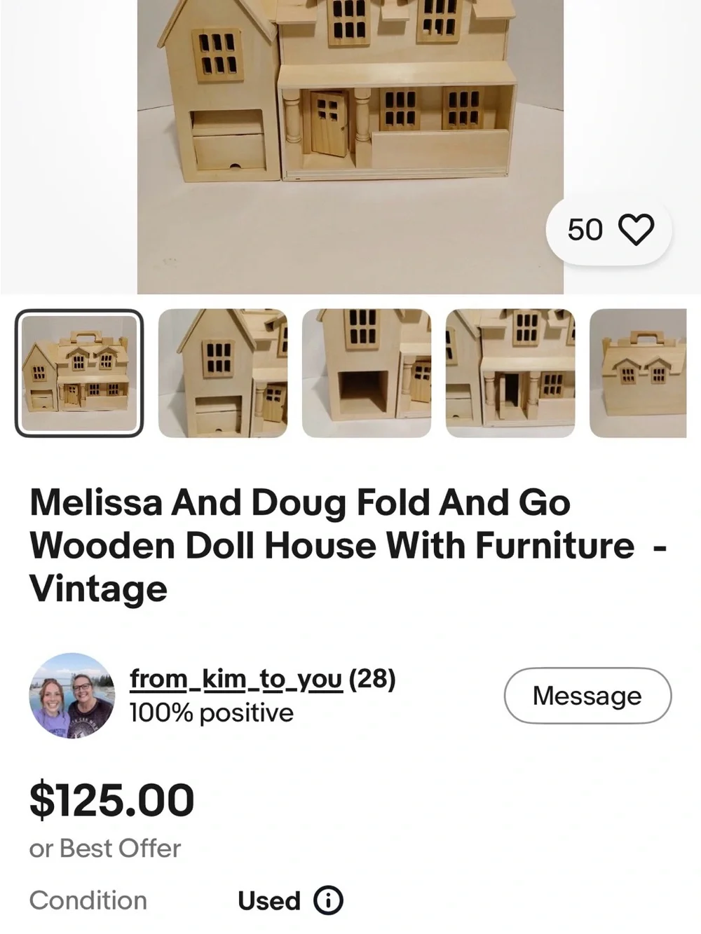 Unbranded Natural Wood Dollhouse Play Home
